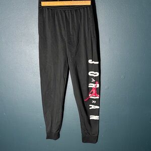 Jordan Black Joggers with White and Red Logo